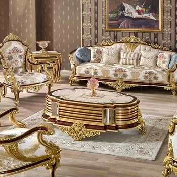 High-end Custom European-style Solid Wood Fabric Sofa Carving Art French Palace Luxury Royal Furniture Sofa Set