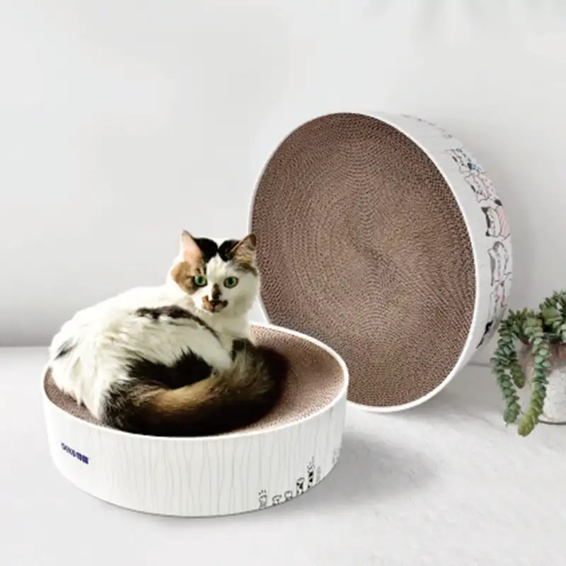 round cardboard cat bed