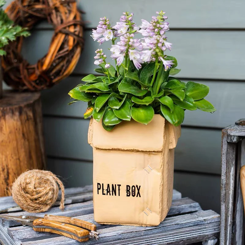 Nordic minimalist concrete pots garden decorative box shape succulent pot custom cement pots for planter