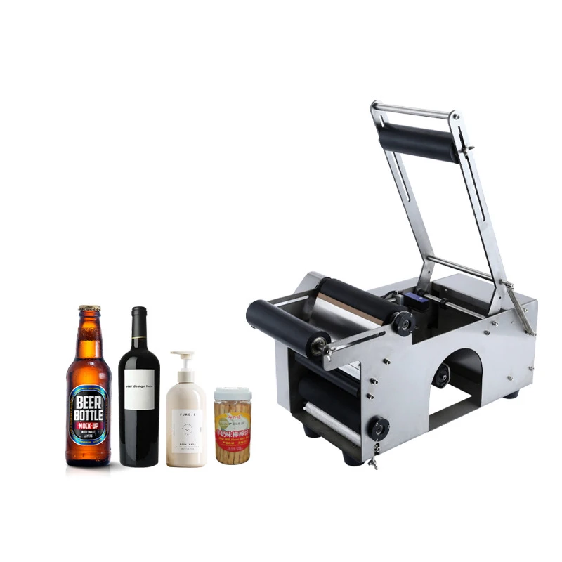 TEBAK Electric Labeler Bottle Machine Label Dispenser Sticker Machine Labeling Machine for Cylindrical Round Bottles with Sensor