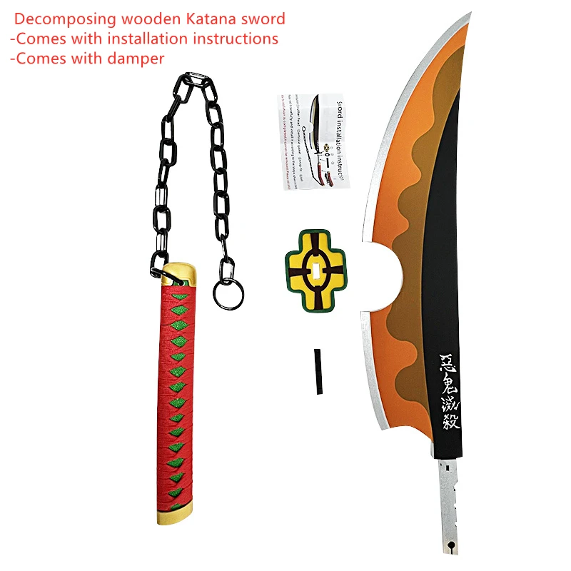 Katana Decorationdemon Slayer Katana Sword 104cm Wooden Cosplay Prop For  Ages 4+