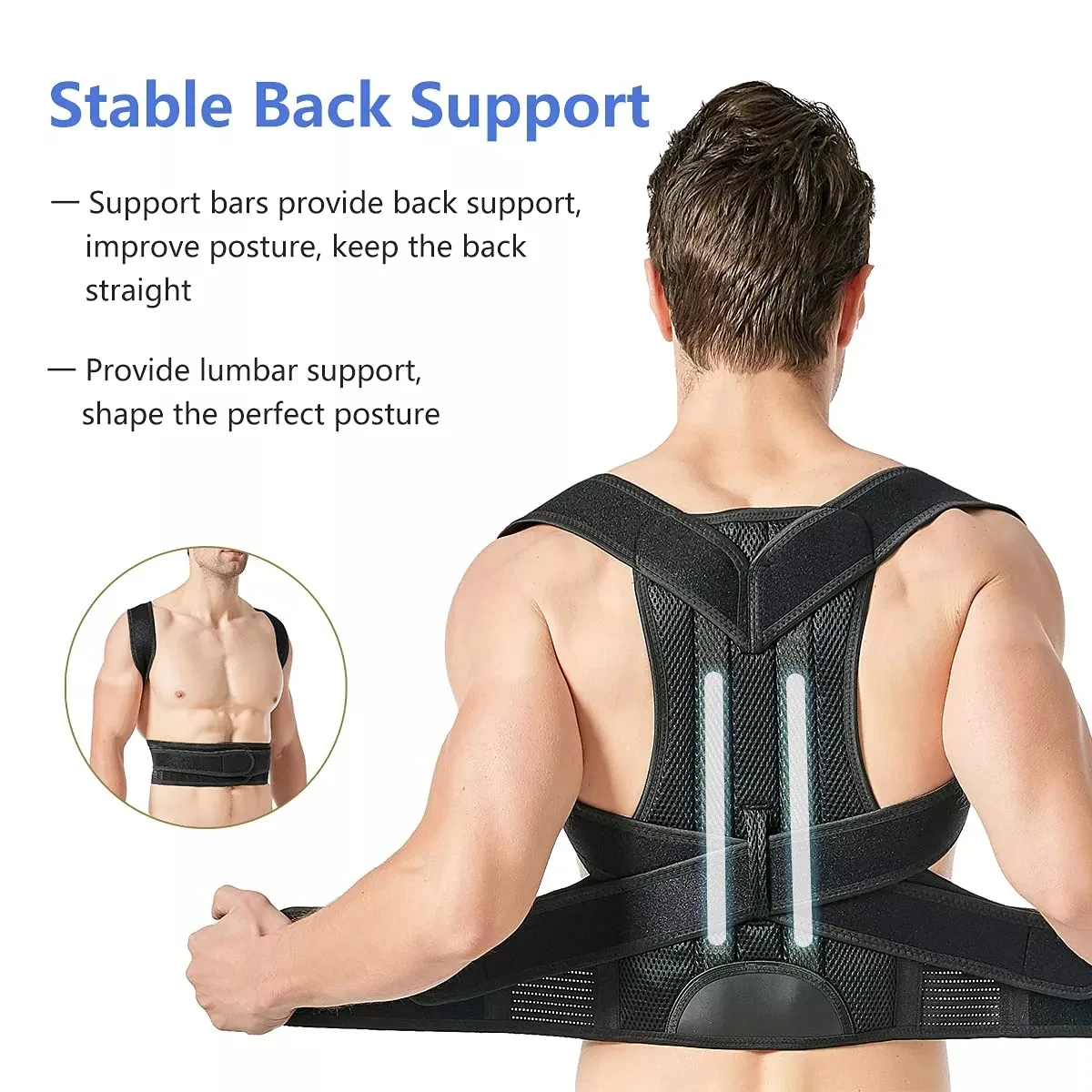 Adjustable Back Brace Upper Shoulder Back Pain Lumbar Brace Support