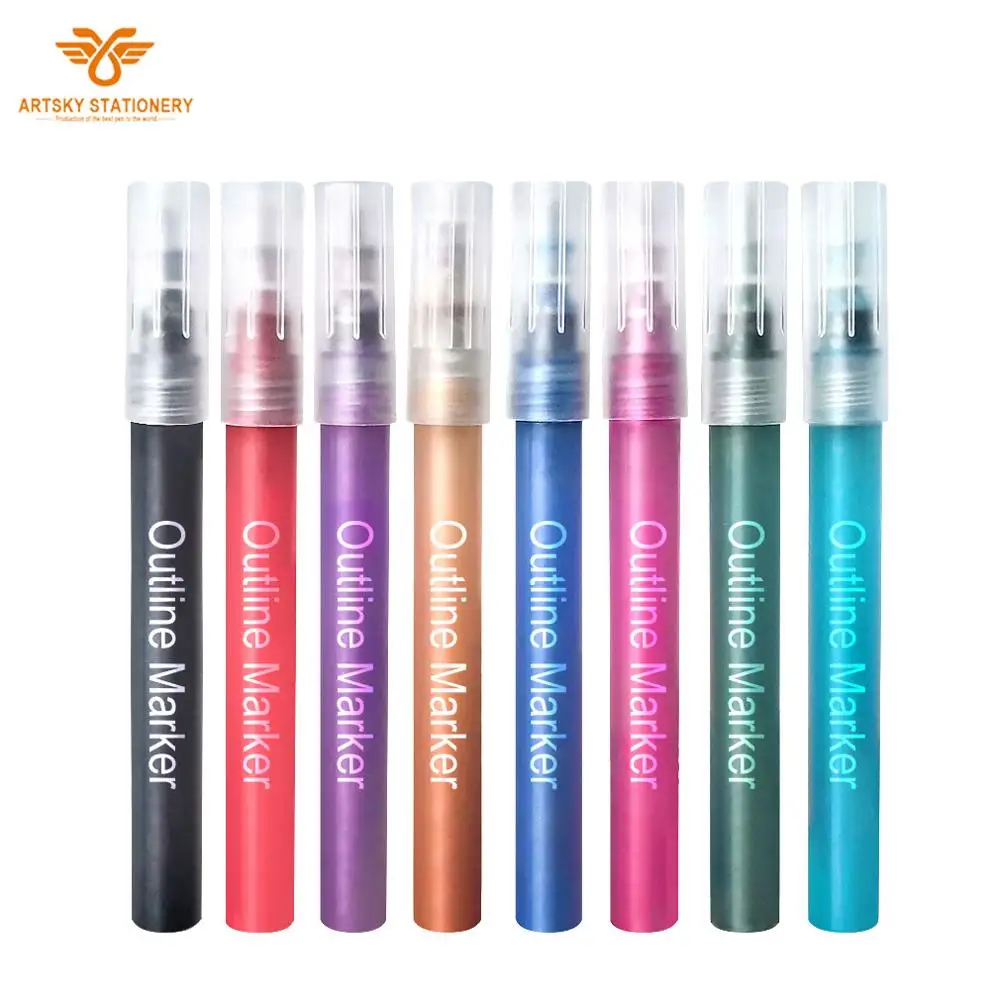 Multifunctional Glare Color Edge Outline Acrylic Marker Pen Art Drawing Color Outline marker