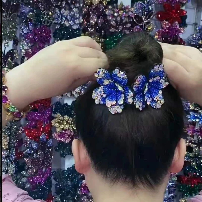 Горный хрусталь C бутоном цветка короны заколку для мода мама с украшением в виде кристаллов заколка для волос для взрослых цветочное украшение для женщин с меховыми помпонами для намотки, \