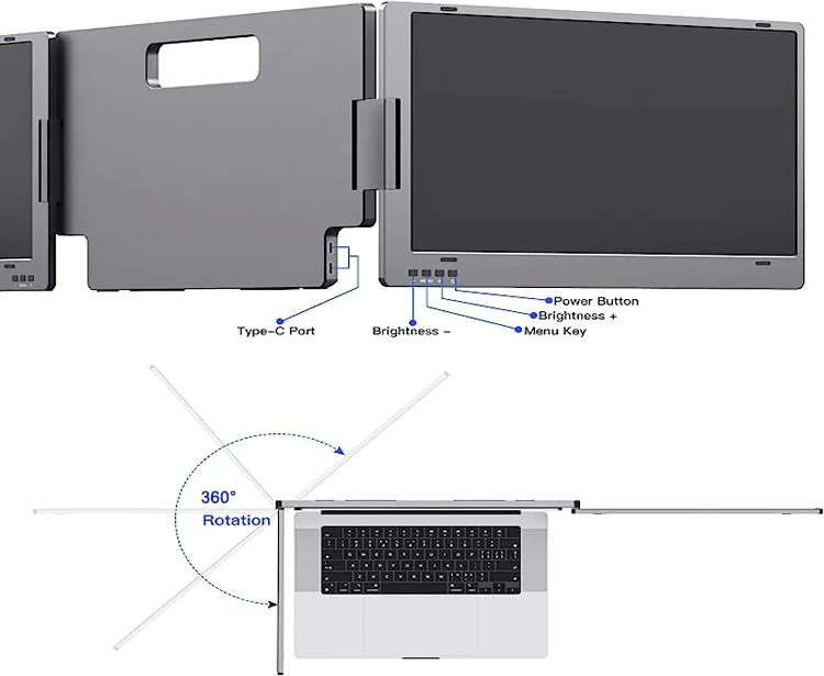 Работает без подключения водителя расширитель для ноутбука 14 дюймов складной экран 360 градусов