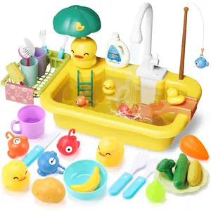 EPT New Kids Electric Washing Basin Pretend Play Tableware Cute Kitchen Sink Toy