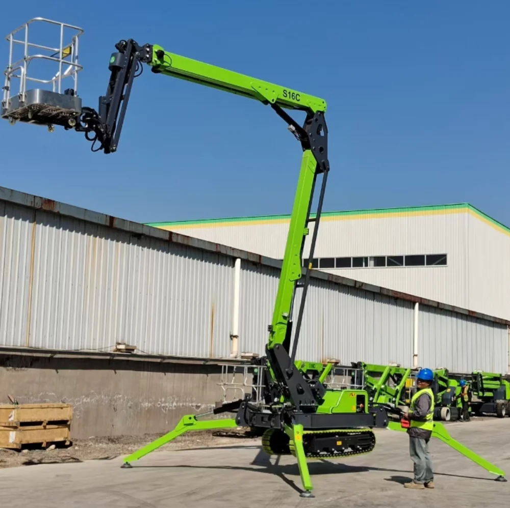 Aerial Work Platform with Spider Legs  Compact Crawler Lift Telescopic Boom Lift with Spider Design