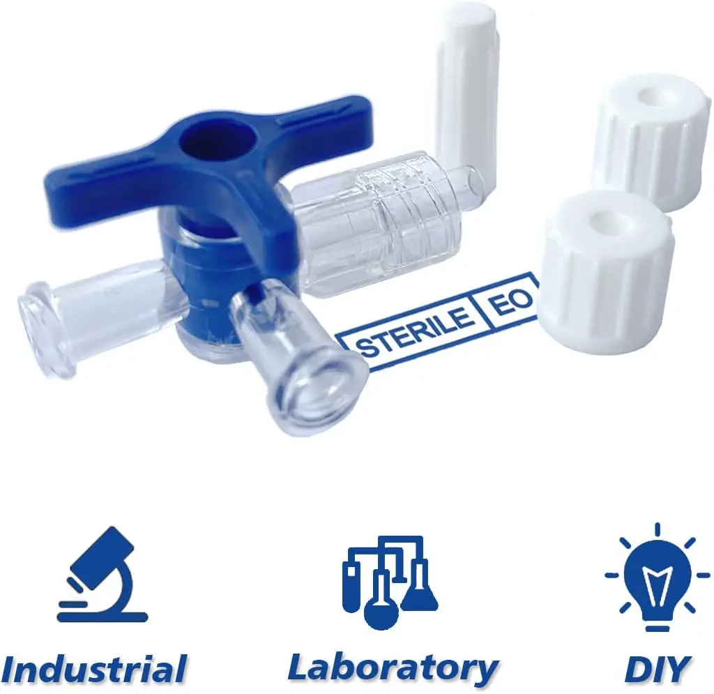 3 Way Stopcocks, Disposable Laboratory Valve with Luer Connections Male ...