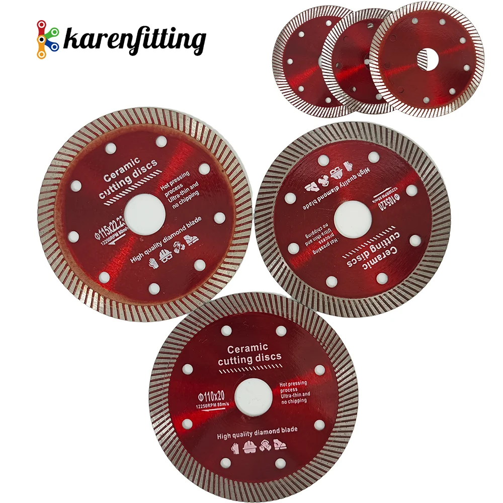 110mm Ultra-Thin Diamond Saw Blade For Porcelain & Tile - Red Serrated Wet/Dry Cutting Disc For Ceramic & Granite 003