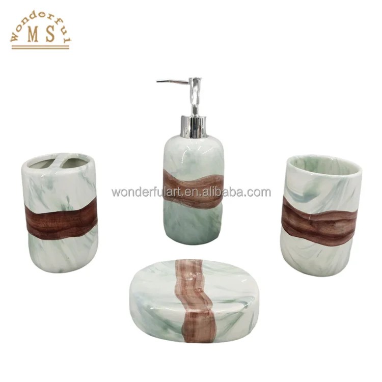Ceramic Soap Dispenser Gift Style Bathroom accessories Sets for daily lotion bottle shower toothbrush holder Home ware