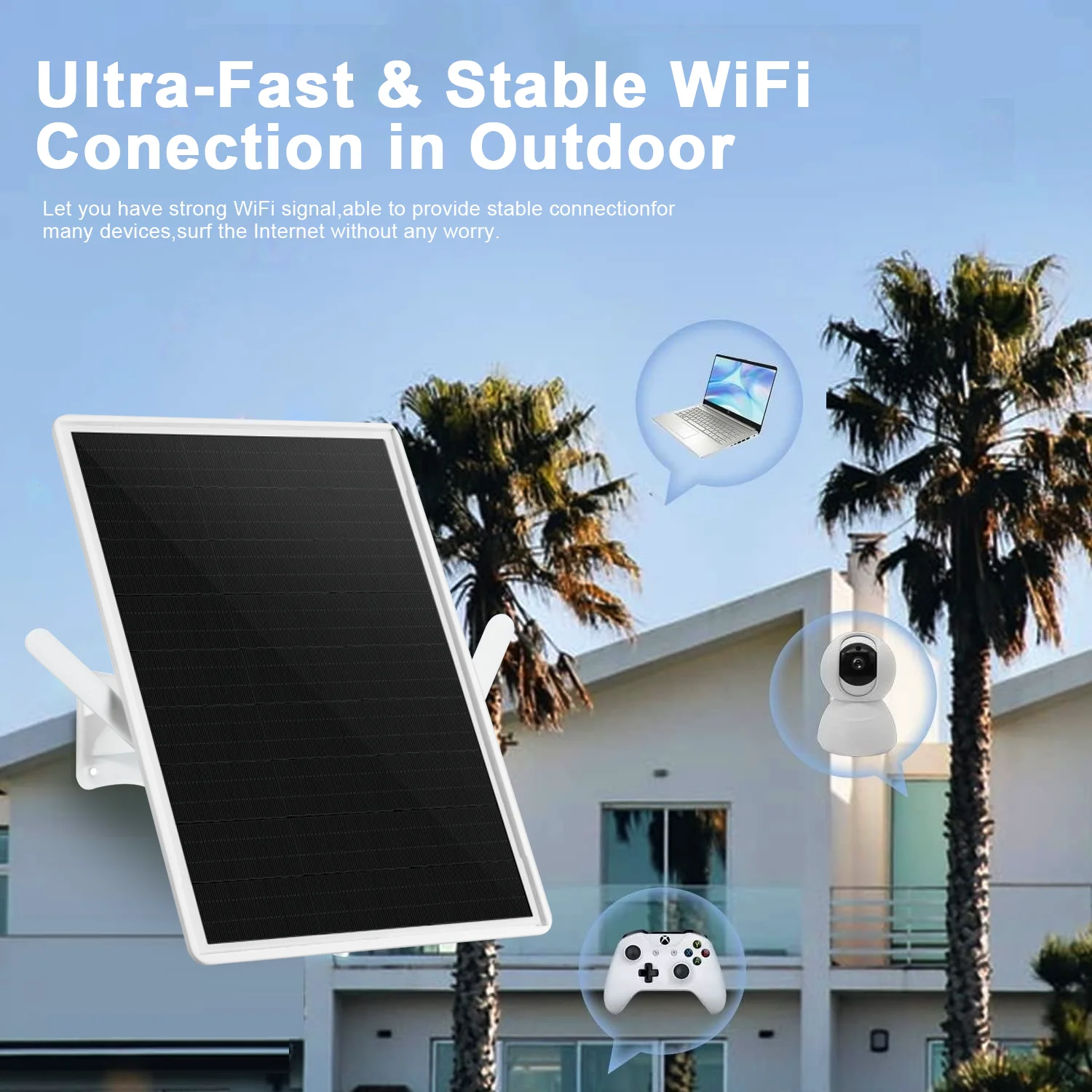 Router Wi-Fi Solare 4G LTE Per Esterni – IP66, Portata 50 M, Batteria 24000mAh, Fino A 8 Dispositivi (Impermeabile)