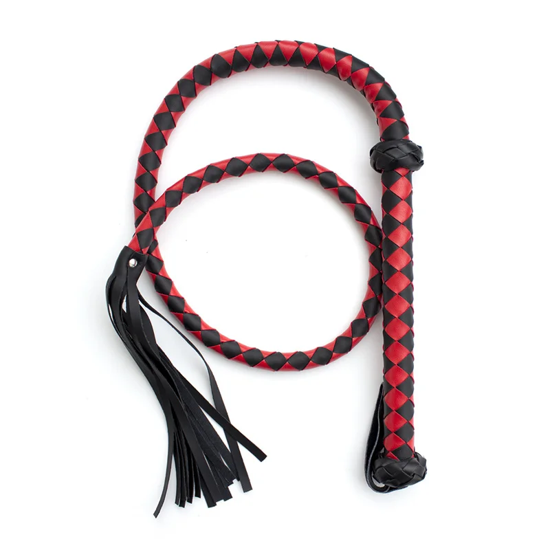 144cm Long Horse Whip BDSM Slave Game Sex Adult Couple Toy Black Red Bondage Leather Whip Punishment Tools