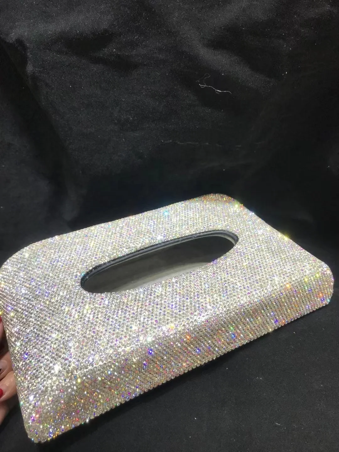 High quality paper napkin holder car interior diamond tissue box customized rhinestone boxes