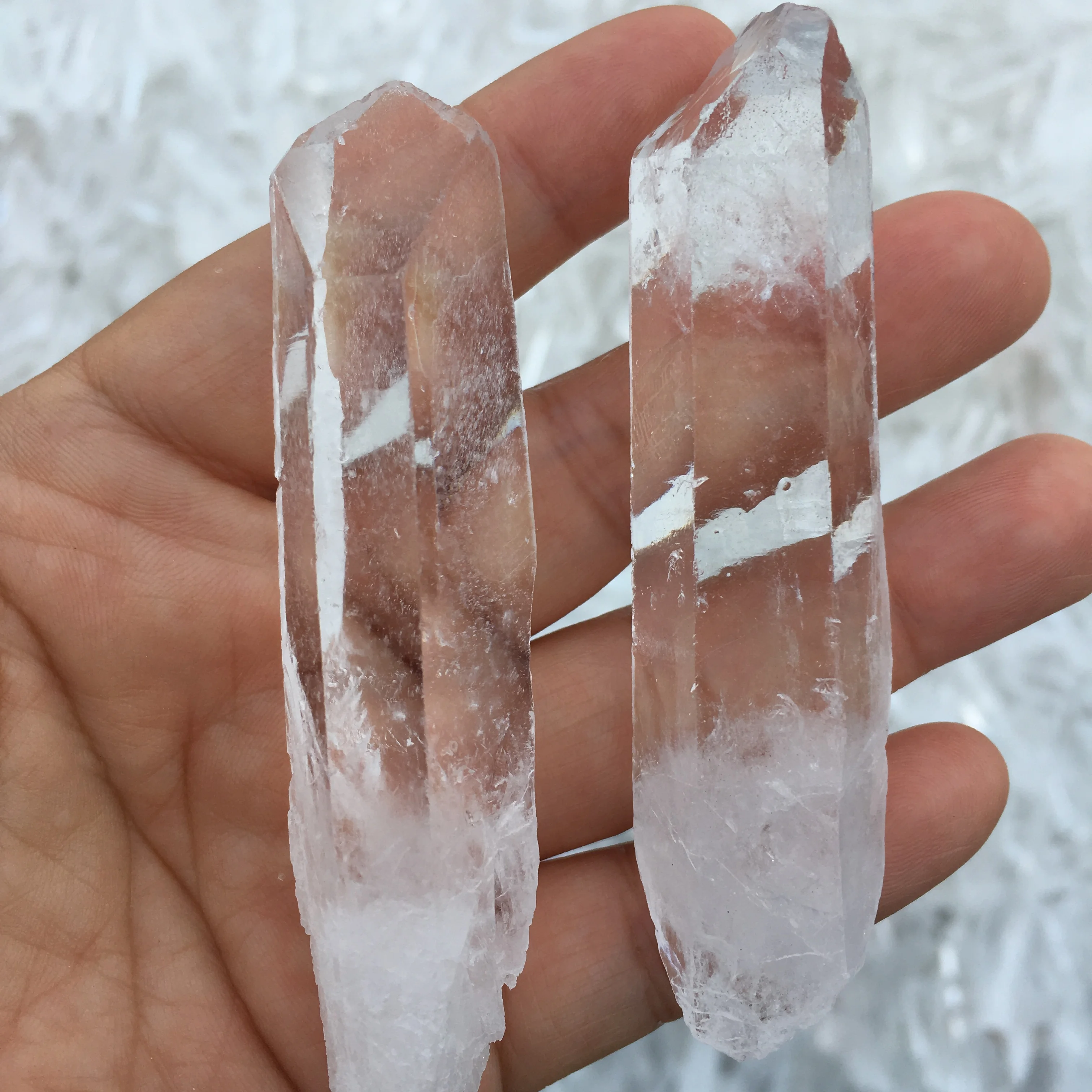 High Quality Minerals Terminated Wand Specimen Natural Lemurian Seed White  Clear Quartz Crystal Point for Healing