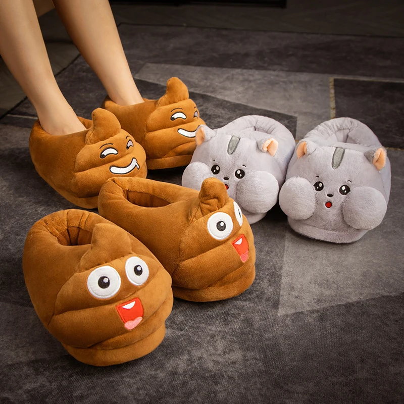 Funny Toys Cute Stuffed Poop Cartoon Slipper Autumn Winter Warm Female