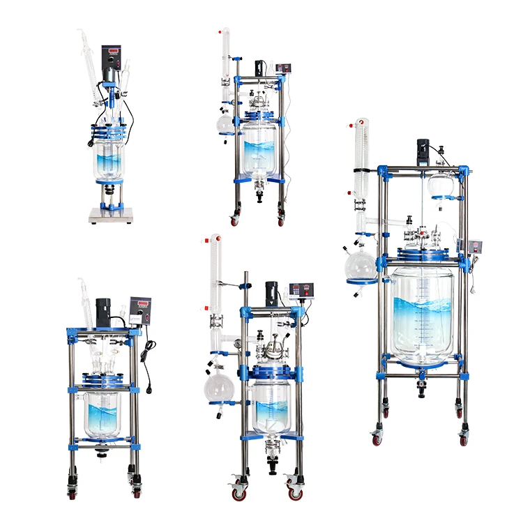 TOPTION Factory Direct Sales 1L 2L 3L 5L 10L 20L 50L 100L 200L 250L Chemical Jacketed Glass Reactor with Best Price