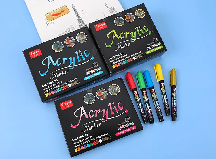 Acrylic Paint Brush Markers 60 Colors Acrylic Paint Pens For Rock,Glass Painting,Ceramic,Wood