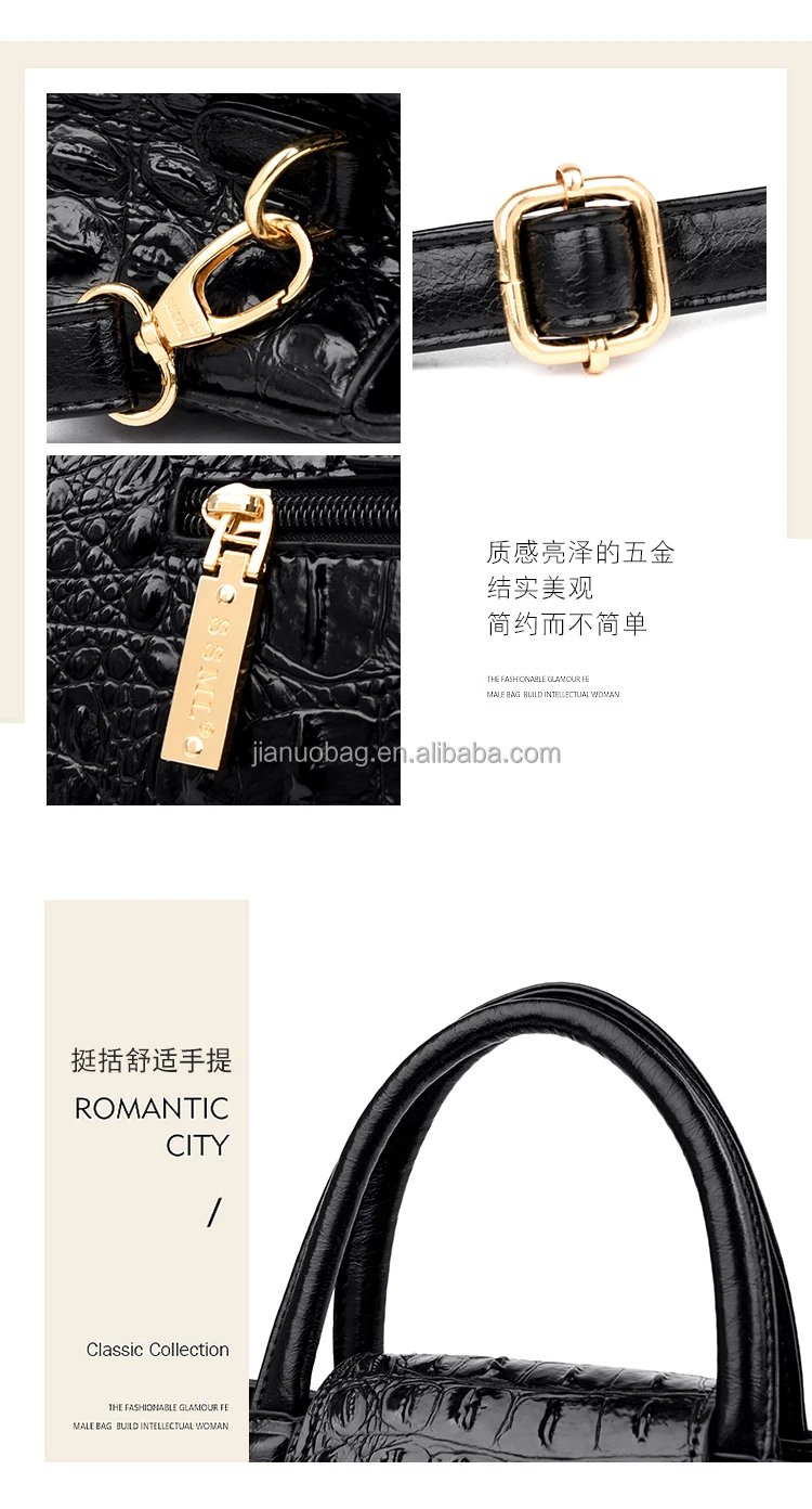 Jianuo High Quality Crocodile Leather Bag For Woman Black Luxury ...