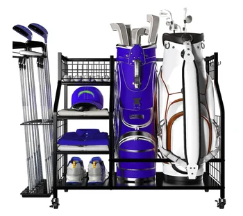 Golf Equipment Organizer Storage - Store Golf Bags, Clubs,Golf Bag Garage Organizer Rack - Golf