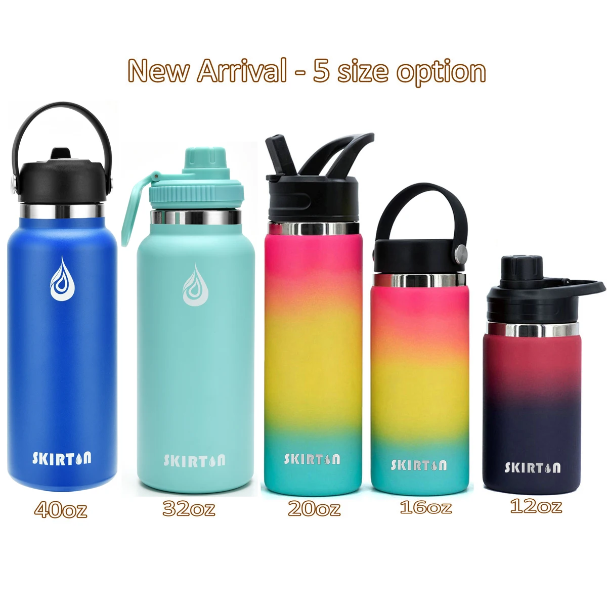 16OZ 20OZ 32OZ 40OZ  Double Wall Vacuum Insulated Stainless Steel Water Bottle Aqua Flask Tumbler Drink Bottle