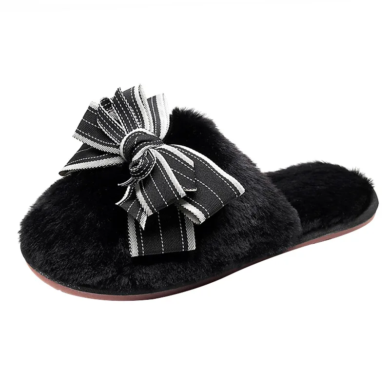 JOINFREE Womens Furry Slippers Indoor Outdoor Home Casual Flat Slides Sandal