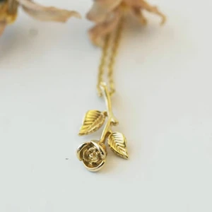 Beautiful Rose Flowers Initial Gold-Plated Pendant Necklace Trendy 925 Sterling Silver Jewelry for Women Dropshipping