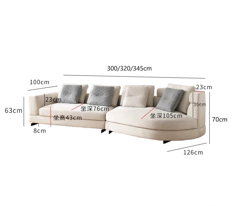 Designer Special Shaped Modern Sofa High End Elegant Large Villa Wooden Living Room Sofa Light Luxury Line Fabric Sofa for Home