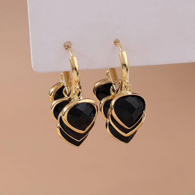 Black Beads Drop Earrings