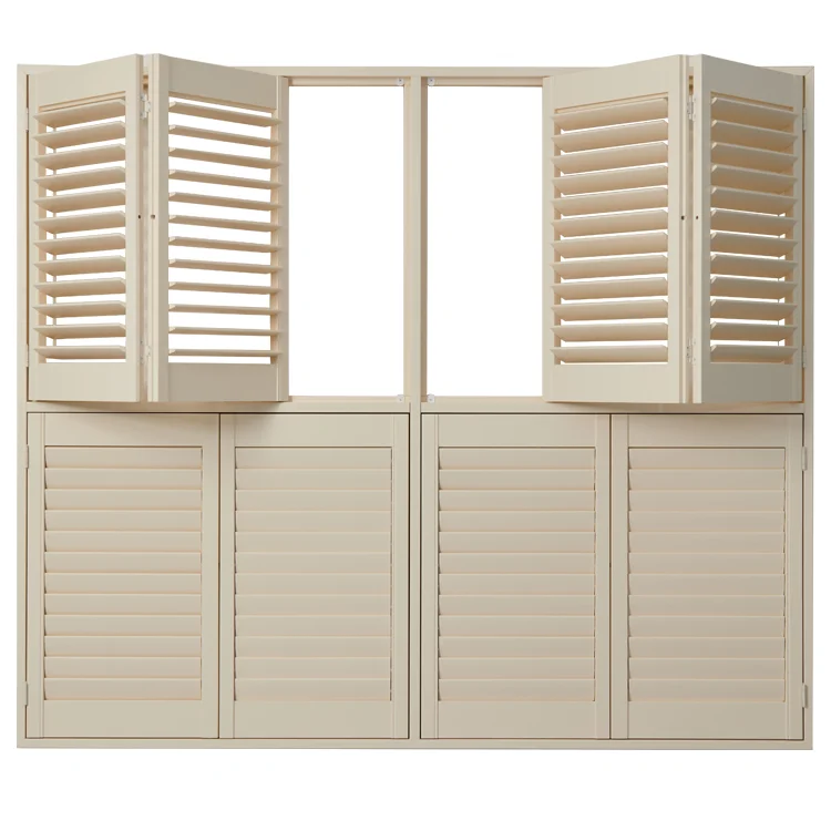Adjustable Tier-On-Tier Basswood Shutter Window Blinds Folding Door Shutter Plantat Plantation Shutters for Bedroom