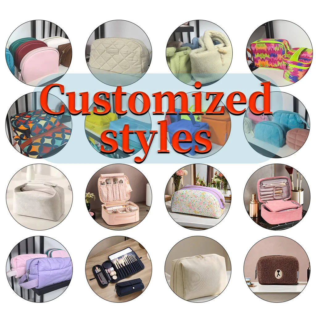 Royal Fair Custom Printing Pattern Quilted Cotton Cosmetic Bag Floral Cosmetic Toiletry Bags Storage Portable Beauty Makeup Bags