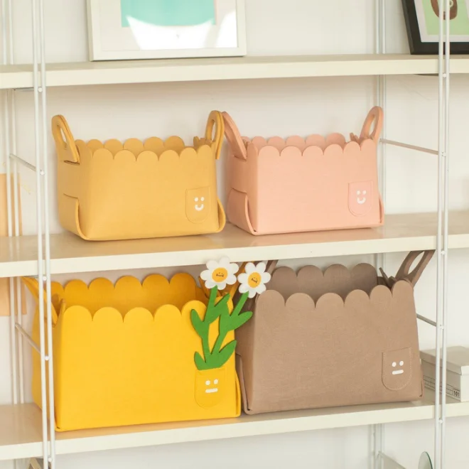 Новинка 2022, корзина для хранения из войлока, Настольная полка, корзина для хранения, симпатичная корзина для хранения для детской комнаты, спальни, гостиной
