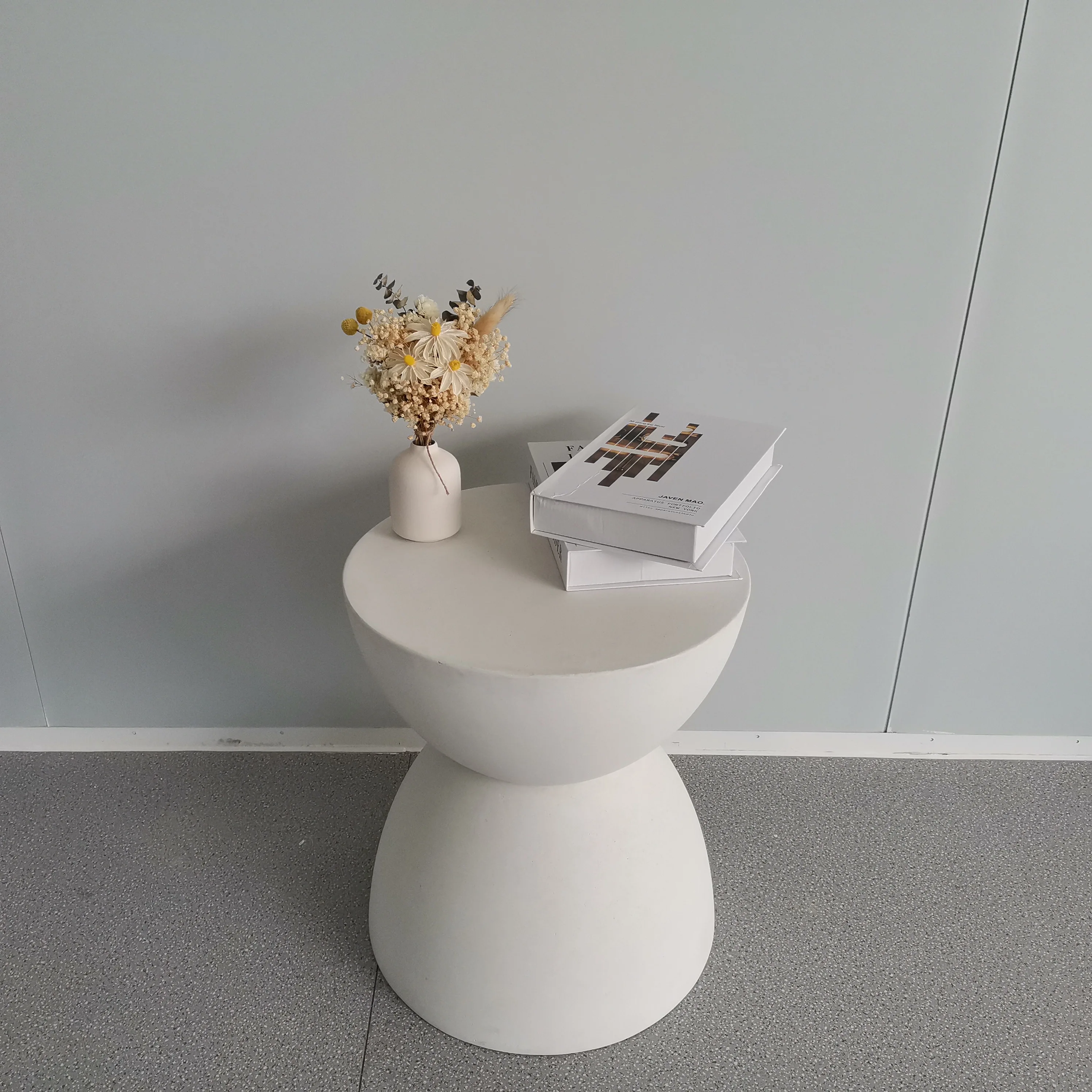 Side Table Modern Coffee Table  White Concrete Furniture Coffee Table