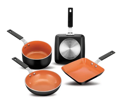 Mini Kitchen Pot Set with Ceramic Coating Aluminum Nonstick Copper Fry Pan Metal Material