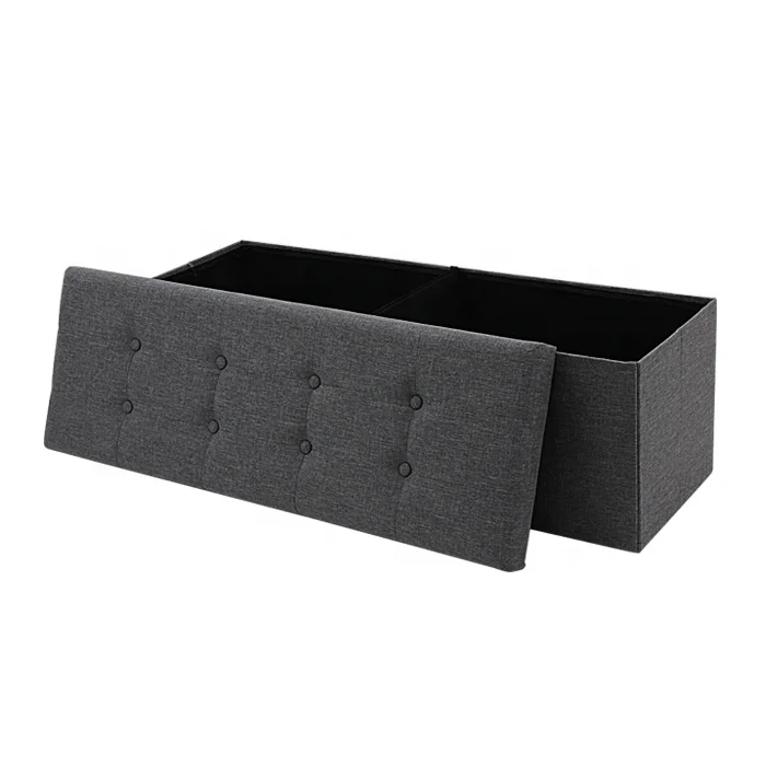 HStex Folding Furniture Step Bed End Step Stool Fabric Room Bench Storage Ottoman
