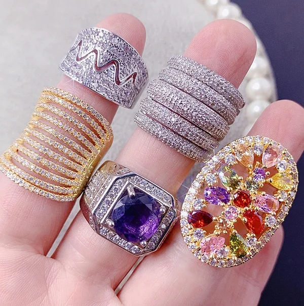 Aug Jewelry Luxury Mixed Full Zirconium Micro Setting Rings Fashion ...