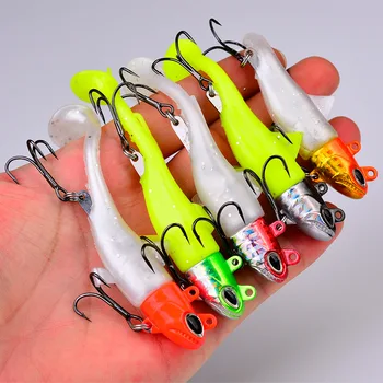 LETOYO 13.5g-56g 5 Color Artificial Soft Bait Saltwater T Tail Pinfish PVC Fishing Lures for River Use with Hooks – Soft Lure – view 4