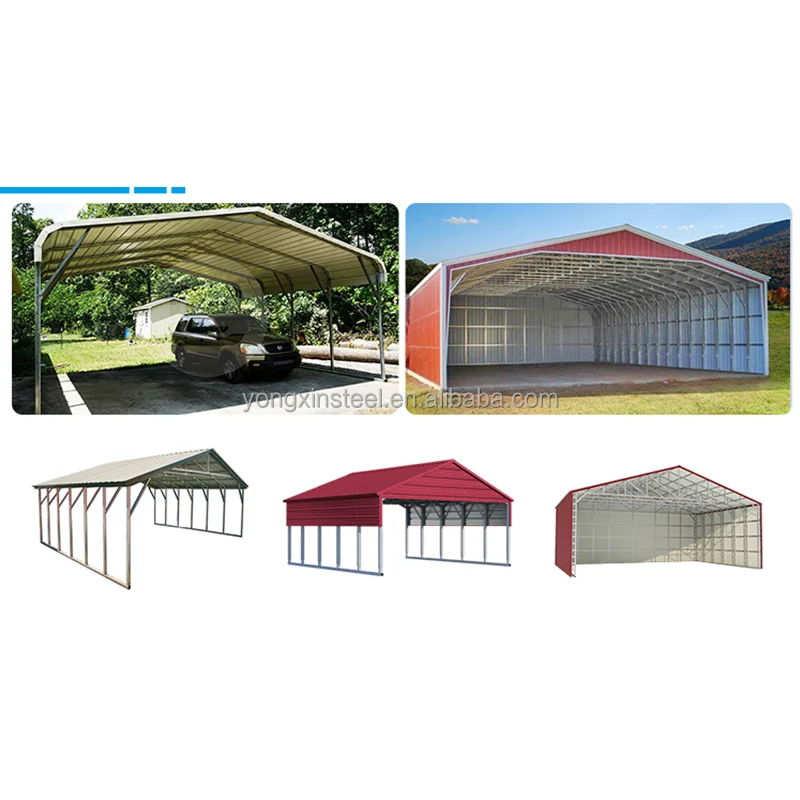 Metal Sheds Prefabricated Steel Frame Carport Durable Metal Garage Parking Lot Steel Structure Garage Building