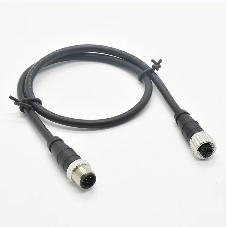 Waterproof DIN Type M12 Connectors 5 Pin Industrial Solder Male Female Circular Plug Injection Molding Cable Connector Cable