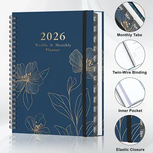 Wholesale Promotion Paper Spiral Binding Journal Notebook 2026 Planner A5 Weekly and Monthly Hardcover Notebook