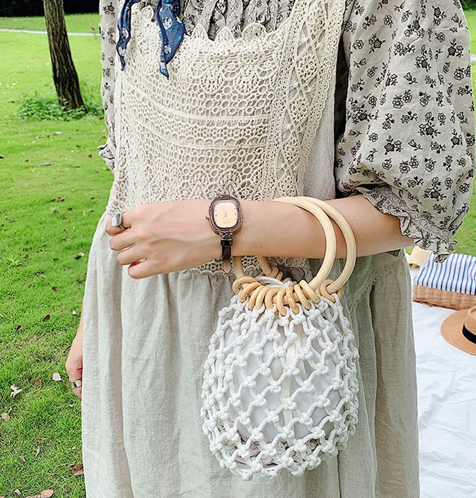 Sac Shopping Macramé Fait Main – Fourre-tout Beige – 40 X 40 Cm – Fabrication UK