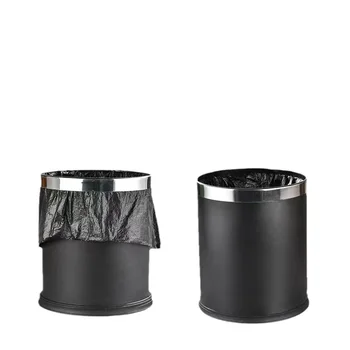 Factory Wholesale Stainless Steel Custom Black Isolated Garbage Metal Dust Trash Bin Garbage Bin