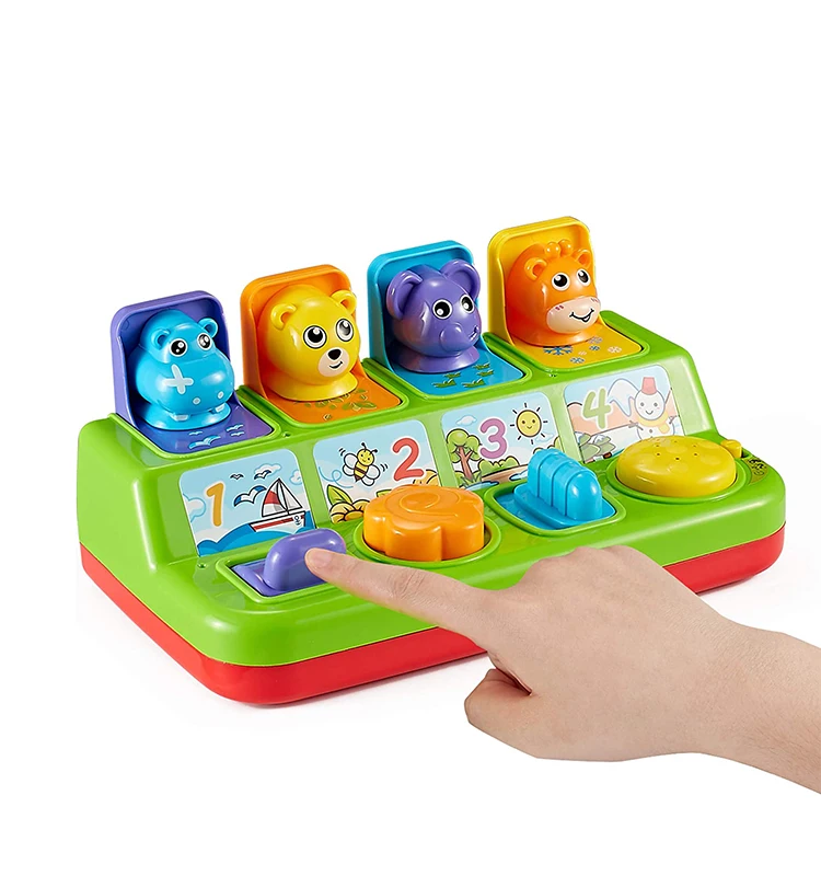 Kid interactive pop up musical toy with music light animal sound