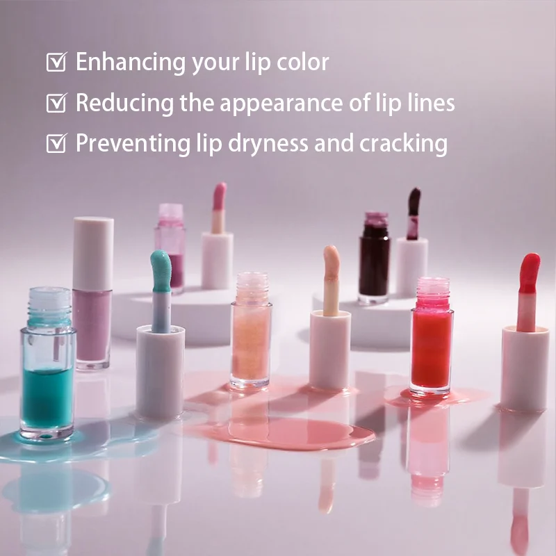 Private Label Colorful Transparent Plumping Lip Stain Gloss Moisturizing Non-sticky Lip Glow Oil details