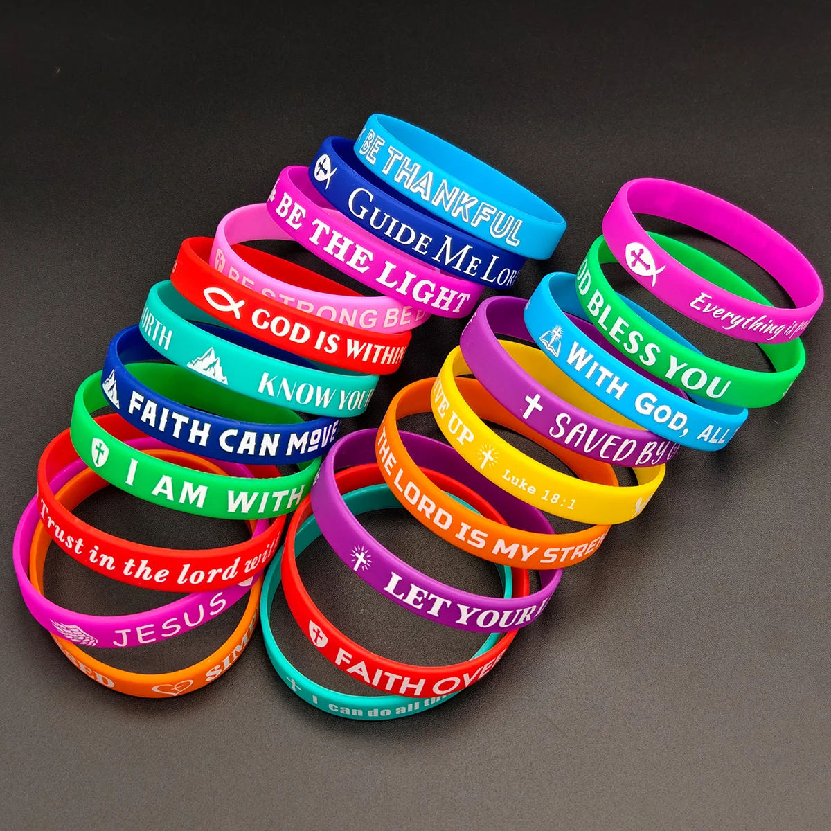 Rubber Bracelets Men's Faith Bracelet Bible Verses Bracelets - Main Image