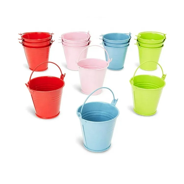 Mini Metal Tin Buckets With Handle Colorful Pail For Easter Party ...