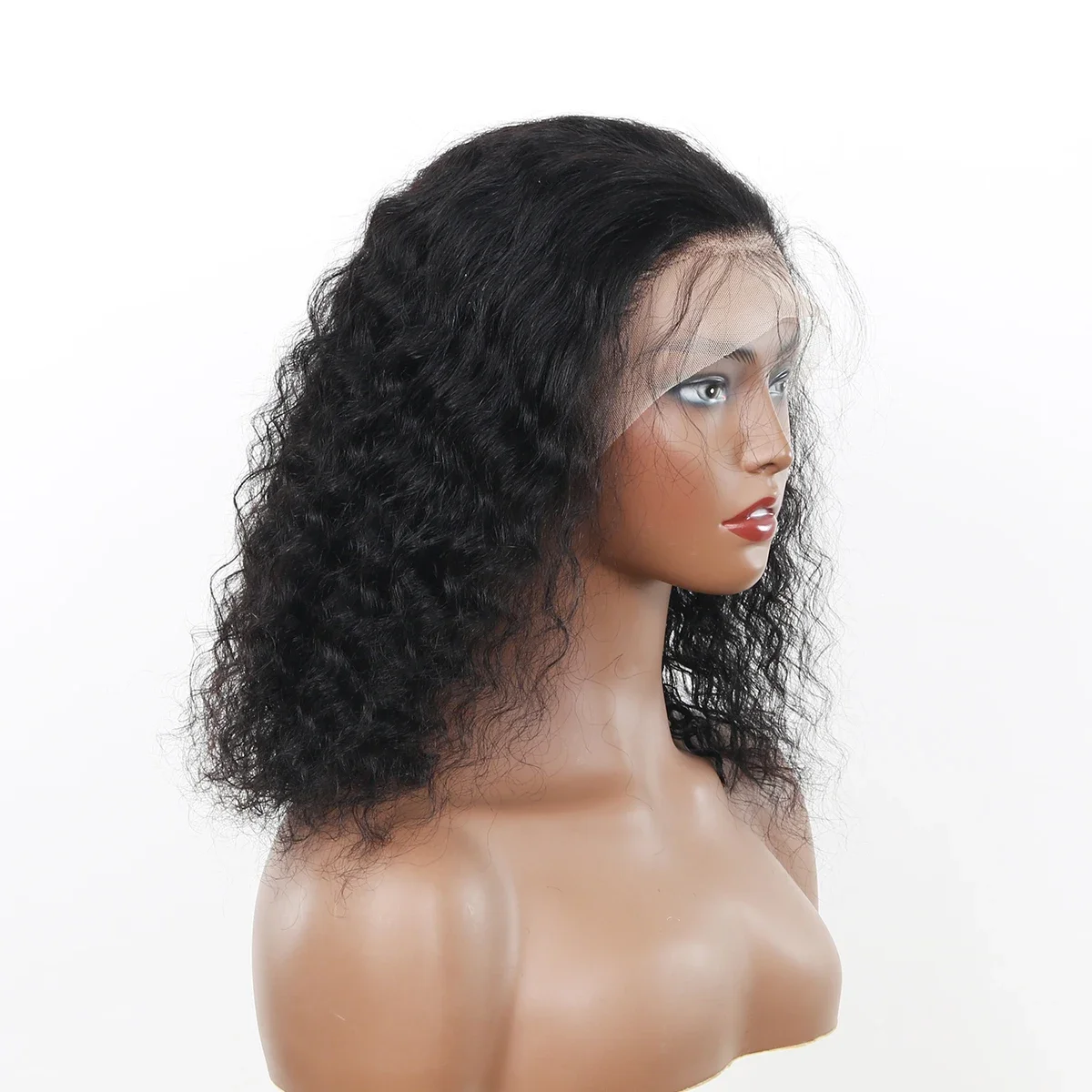 Deep Wave Human Hair Short Bob Wig With Lace Frontal 180 Density_voghion.com