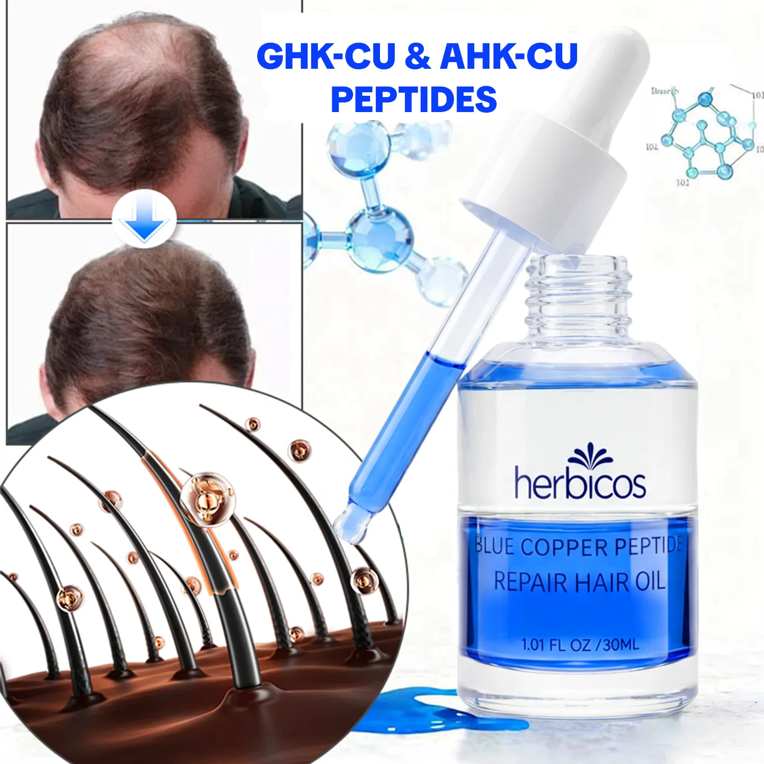 does cagrilintide make you tired Peptide Labz Copper Peptide Hair Growth Serum, 10% GHK-cu, 5% AHK-cu,  Rejuvenates Follicles main image 1