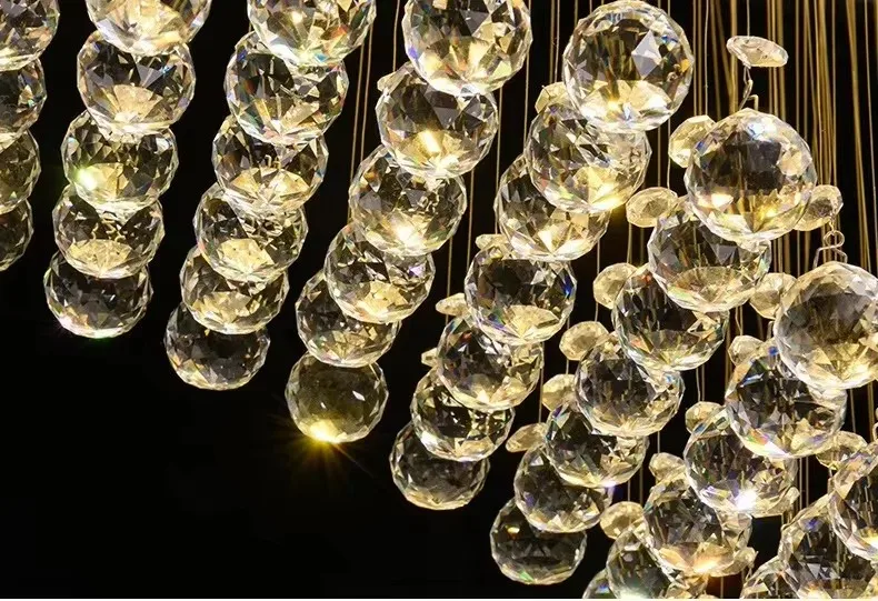 High Quality Luxury Lighting Rectangular Dining Table K9 Crystal Raindrop Luminairesuspen Modern Maison Chandelier Pendant