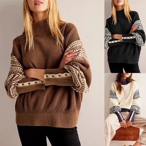High Neck Fashionable Pullover Sweater Women's Clothing