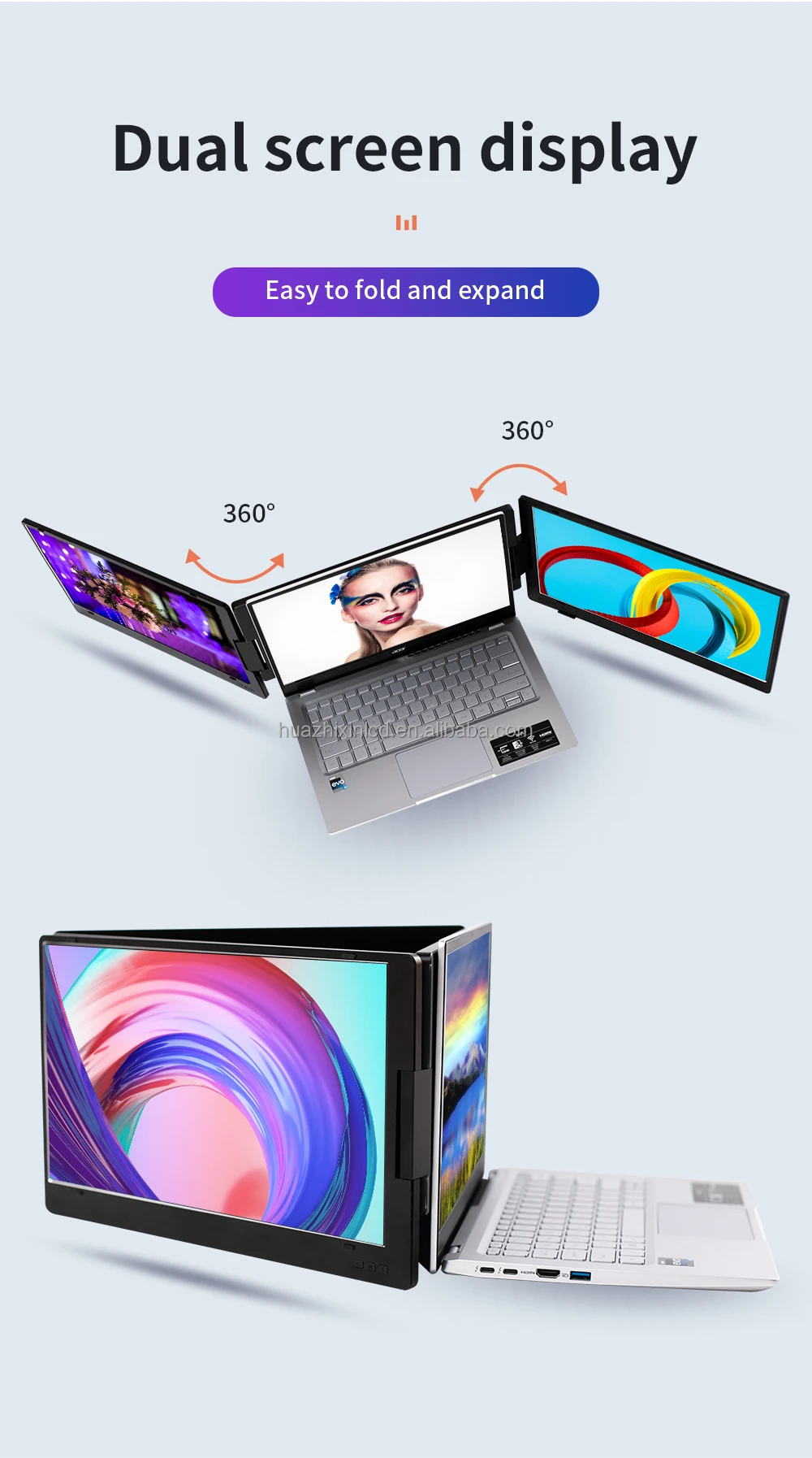 Factory Hot Triple Laptop Screen Extender Dual 14inch 1080p Lcd